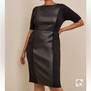torrid Black Faux Leather Paneled Sheath Dress